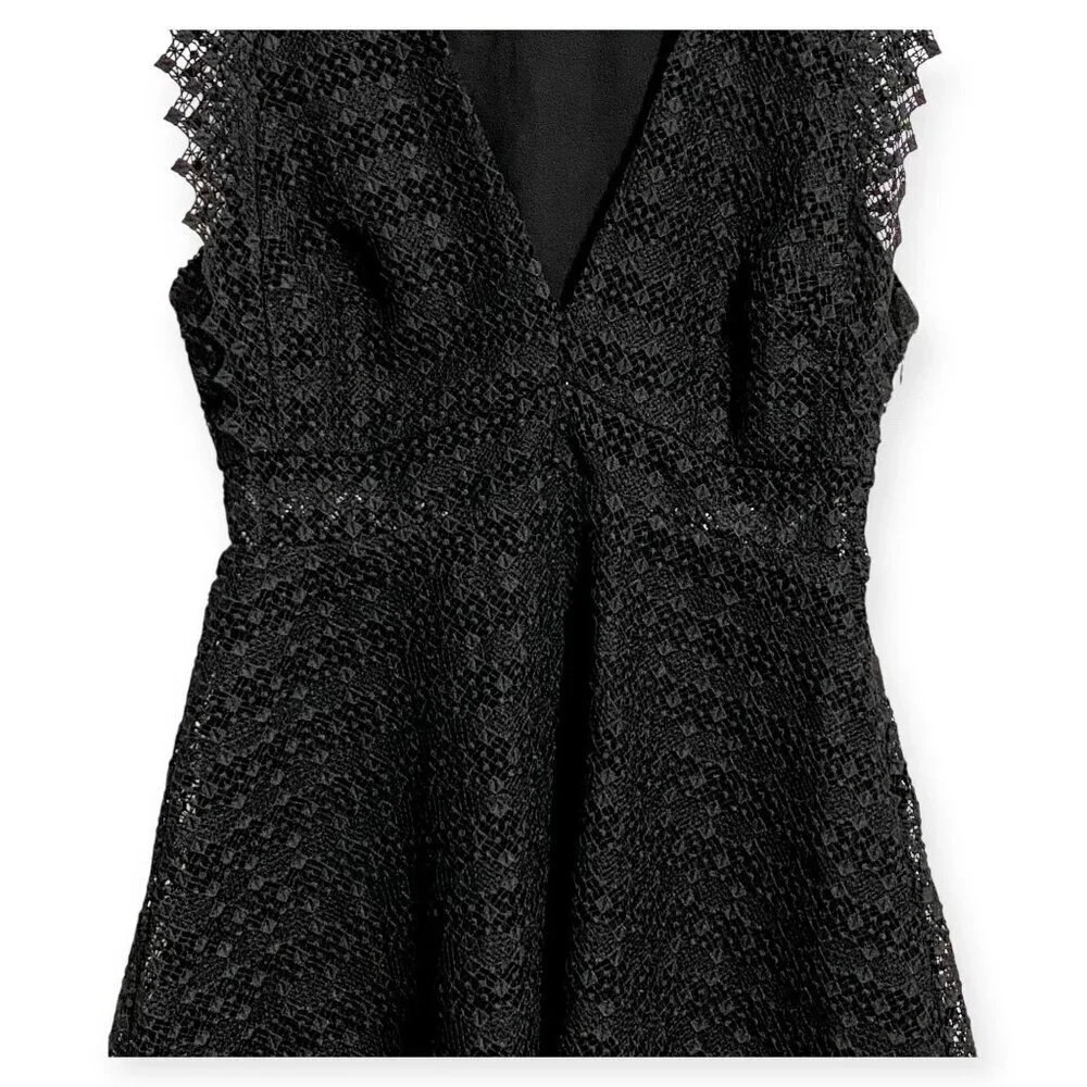 Sandro Lindsey black pinked crocheted dress, Size 3/L - Picture 8 of 15